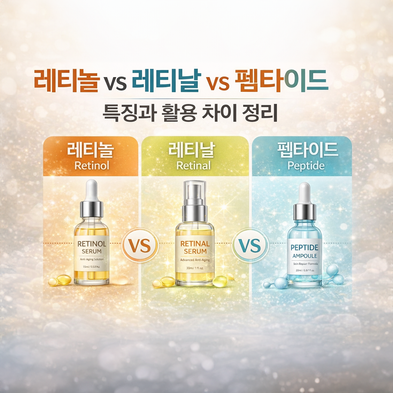 레티놀 vs 레티날 vs 펩타이드 특징과 활용 차이 정리