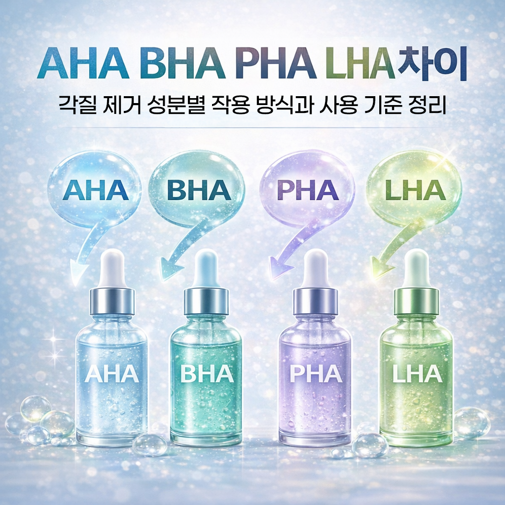 AHA BHA PHA LHA 차이 – 각질 제거 성분별 작용 방식과 사용 기준 정리